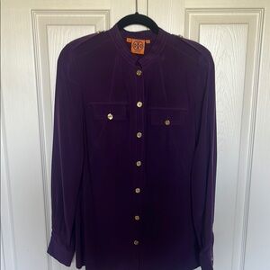 Tory Burch Purple Button-Up Blouse
